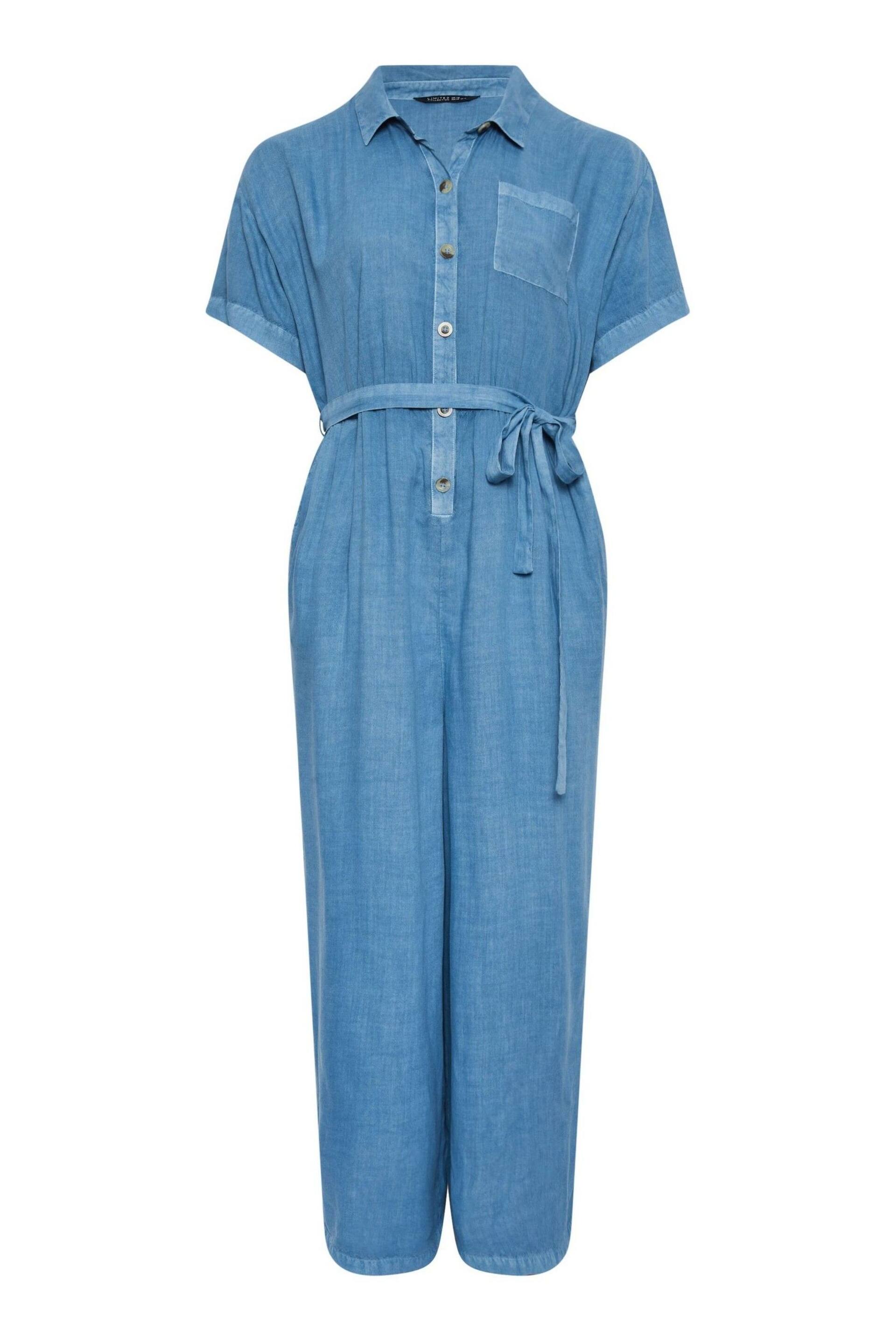 Yours Curve Blue LIMITED COLLECTION Curve Blue Chambray Wide Leg Jumpsuit - Image 5 of 7
