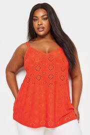 Yours Curve Orange Broderie Cami - Image 1 of 5