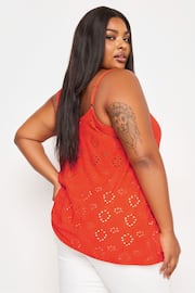 Yours Curve Orange Broderie Cami - Image 2 of 5