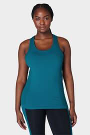 Sweaty Betty Reef Teal Blue Athlete Seamless Workout Tank Top - Image 4 of 7