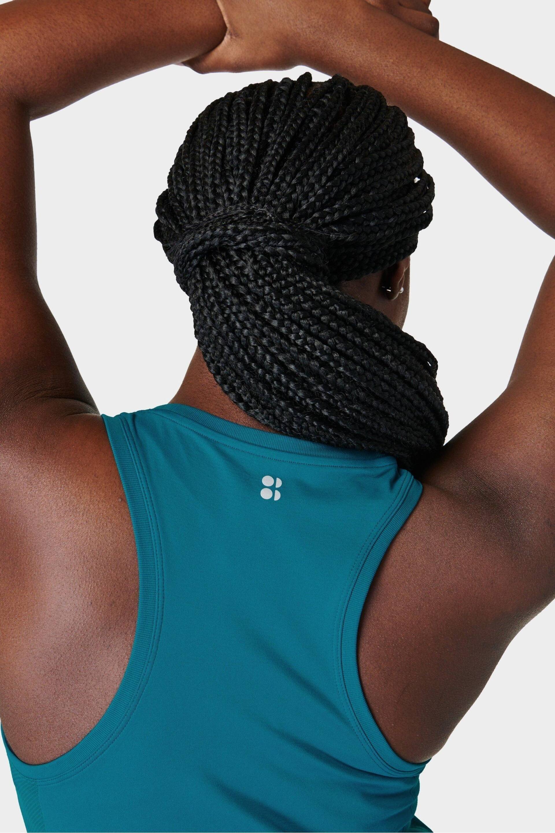 Sweaty Betty Reef Teal Blue Athlete Seamless Workout Tank Top - Image 6 of 7