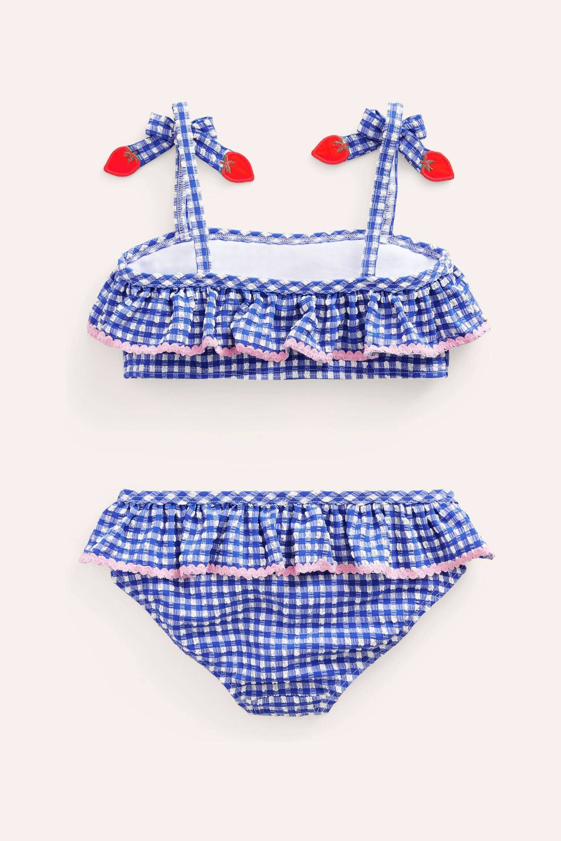 Boden Blue Cherry Seersucker Frilly Bikini - Image 3 of 4