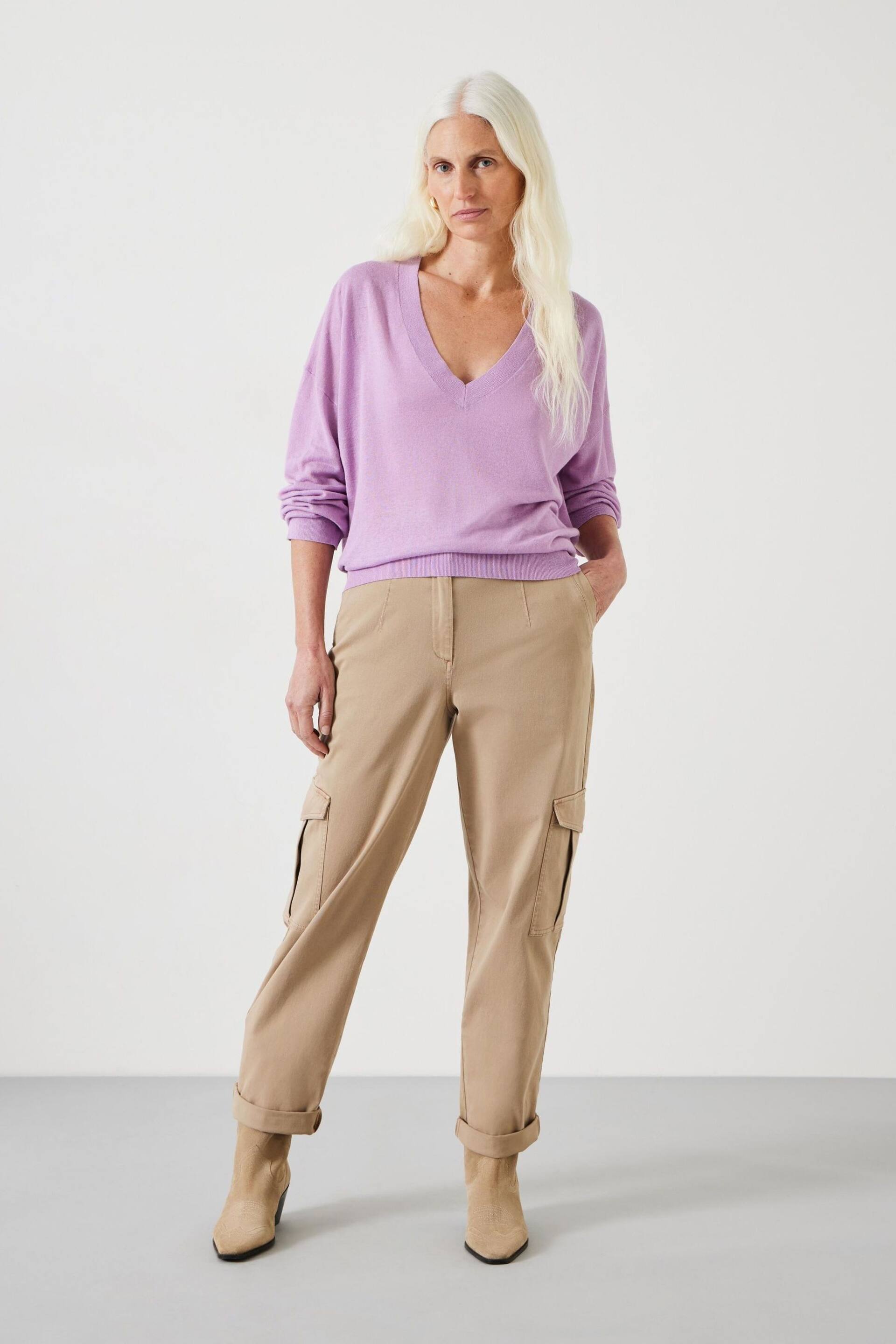 Hush Purple Aston Linen Blend Knitted Top - Image 3 of 5