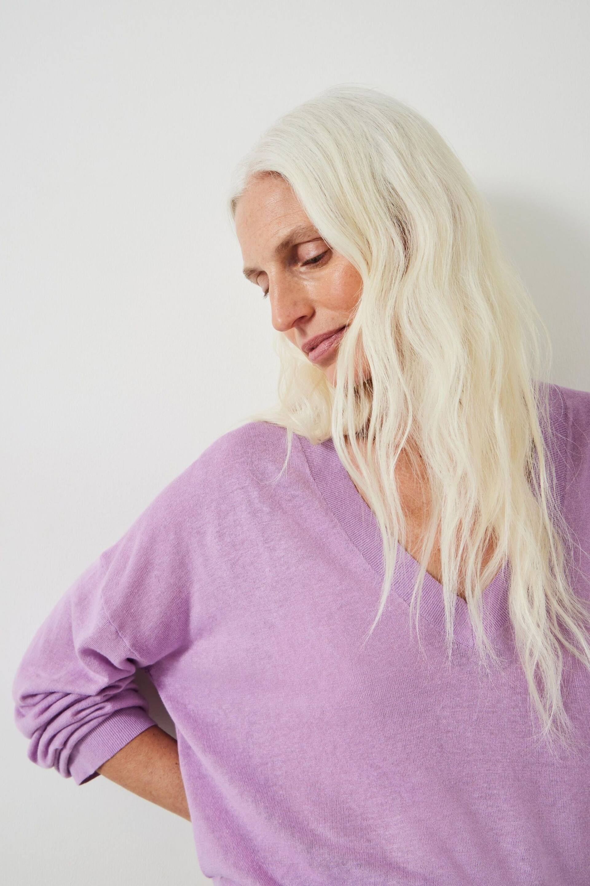 Hush Purple Aston Linen Blend Knitted Top - Image 4 of 5