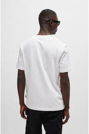 BOSS White/Yellow Cotton-Jersey Regular-Fit T-Shirt With Seasonal Artwork - Image 3 of 5