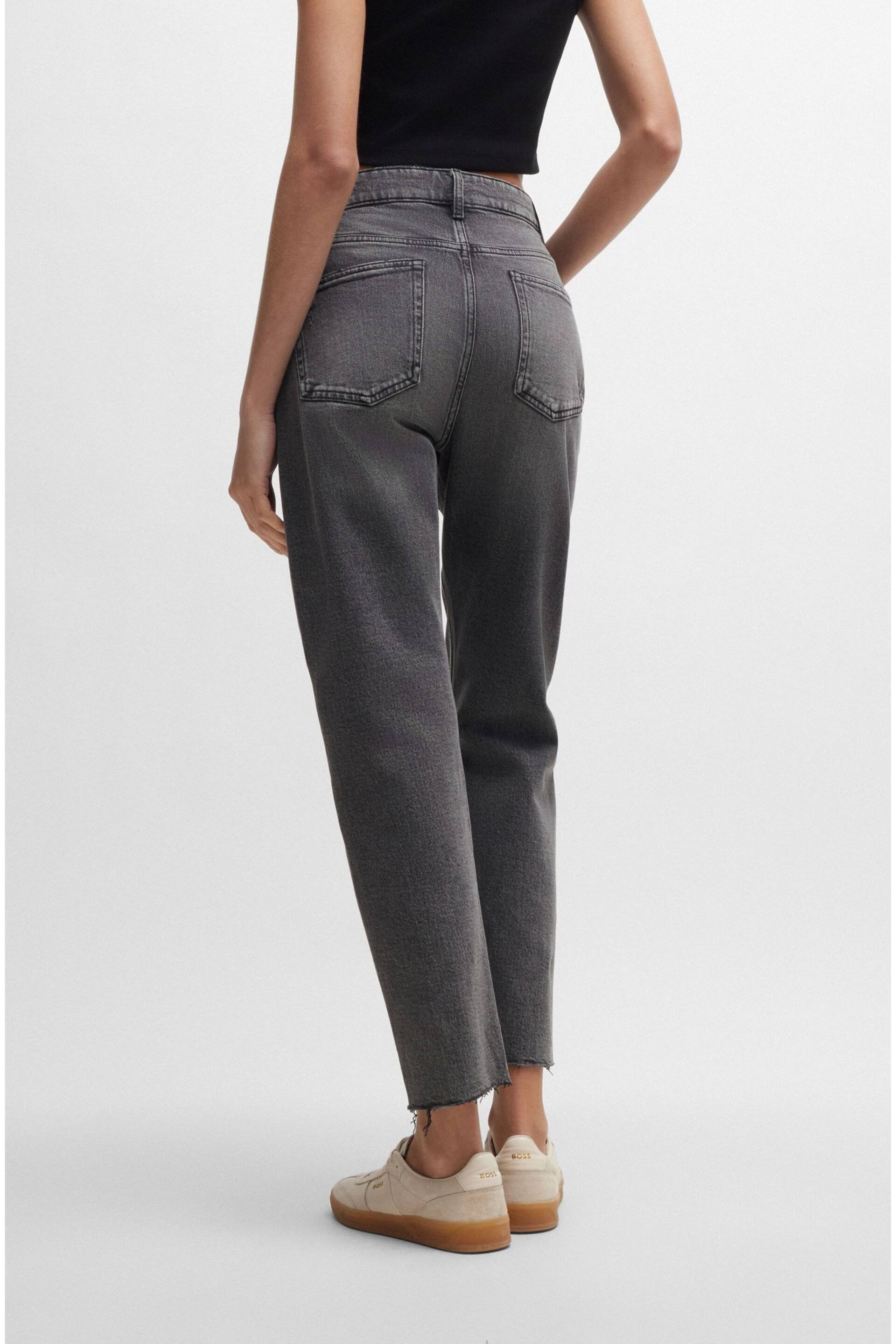 BOSS Grey Tapered Raw Hem Stretch Denim Jeans - Image 2 of 5