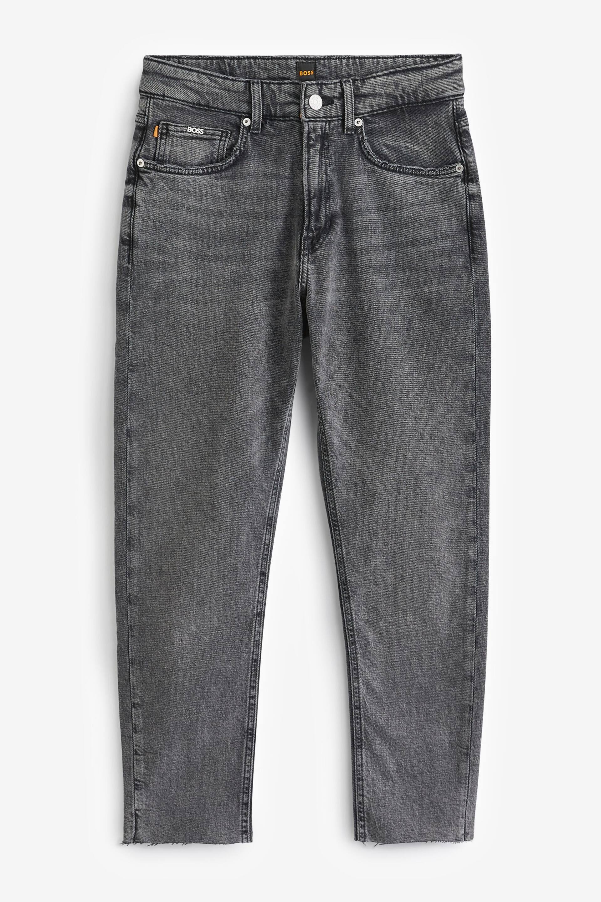 BOSS Grey Tapered Raw Hem Stretch Denim Jeans - Image 5 of 5