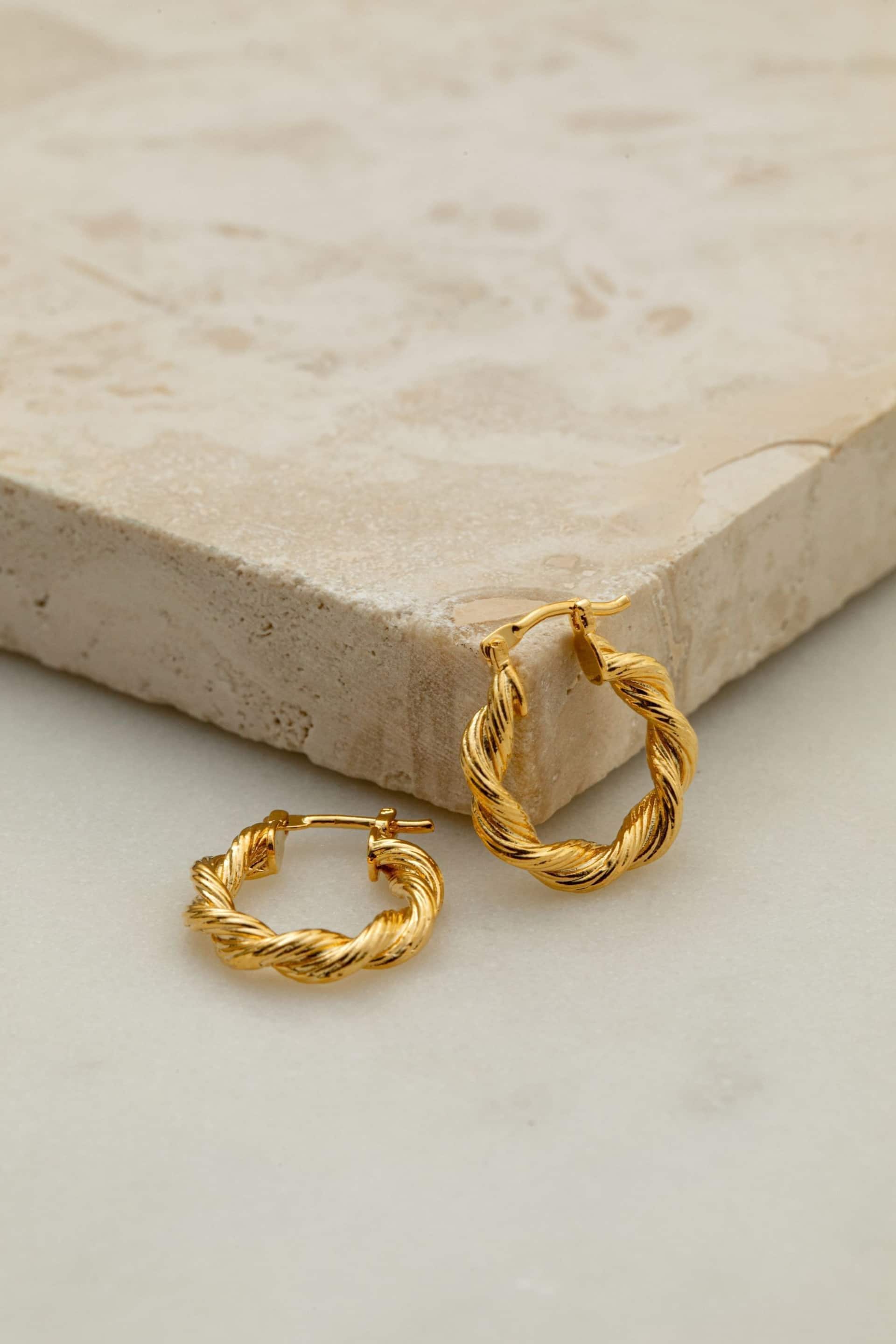 Orelia London Small 18k Gold Plating Twist Textured Hoops Earrings - Image 1 of 2