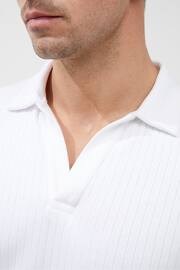 French Connection 100% Cotton Wide Rib White Polo Shirt - Image 3 of 3