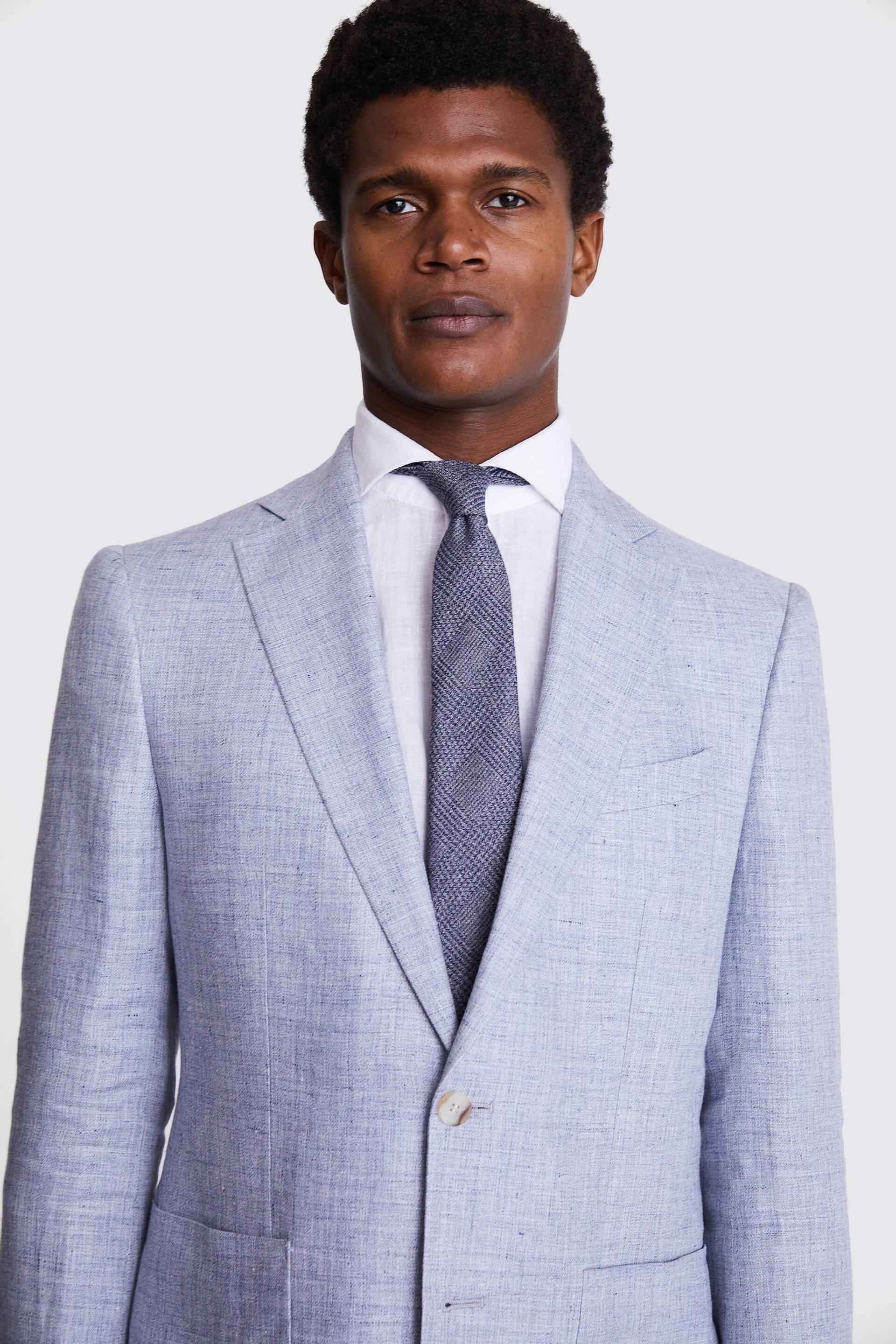 MOSS Tailored Fit Light Blue Linen Jacket - Image 5 of 5