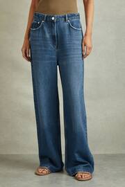 Reiss Mid Blue Lyle Lightweight Viscose Blend Relaxed Jeans - Image 3 of 6