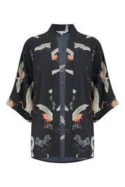 Yumi Black Crane Print Kimono - Image 5 of 8
