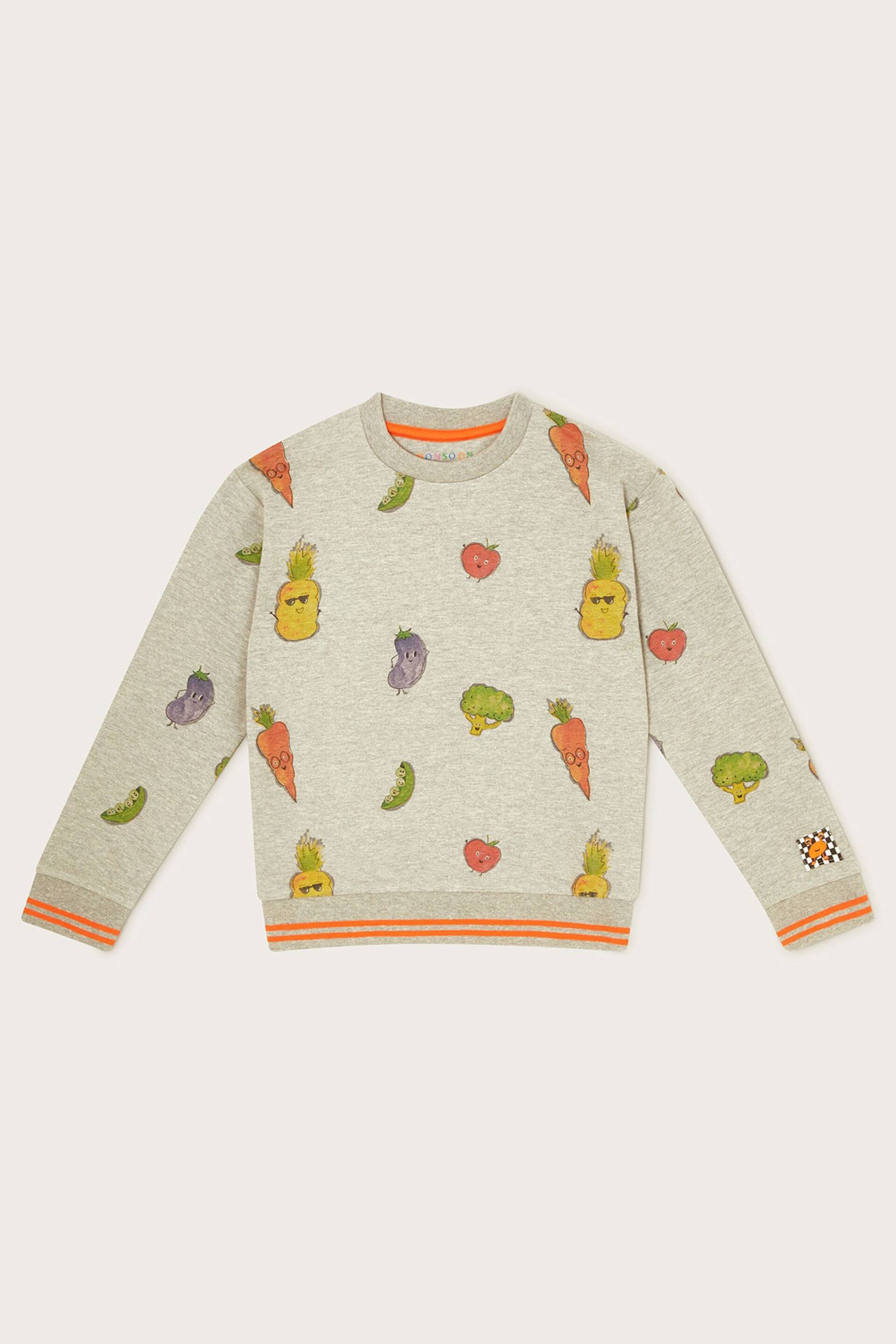 Monsoon Grey Fruit and Vegetable Print Sweatshirt - Image 1 of 3