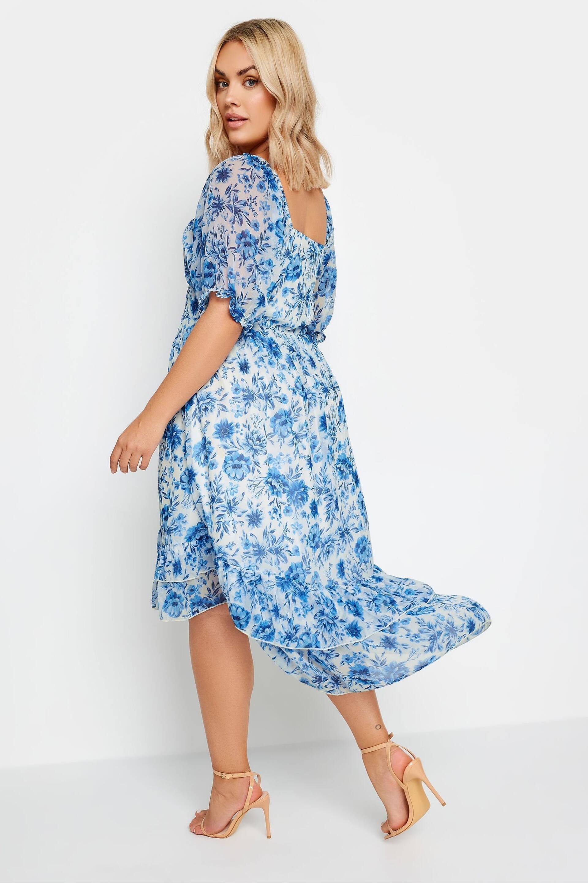 Yours Curve Blue Limited Floaty High Low Dress - Image 3 of 5
