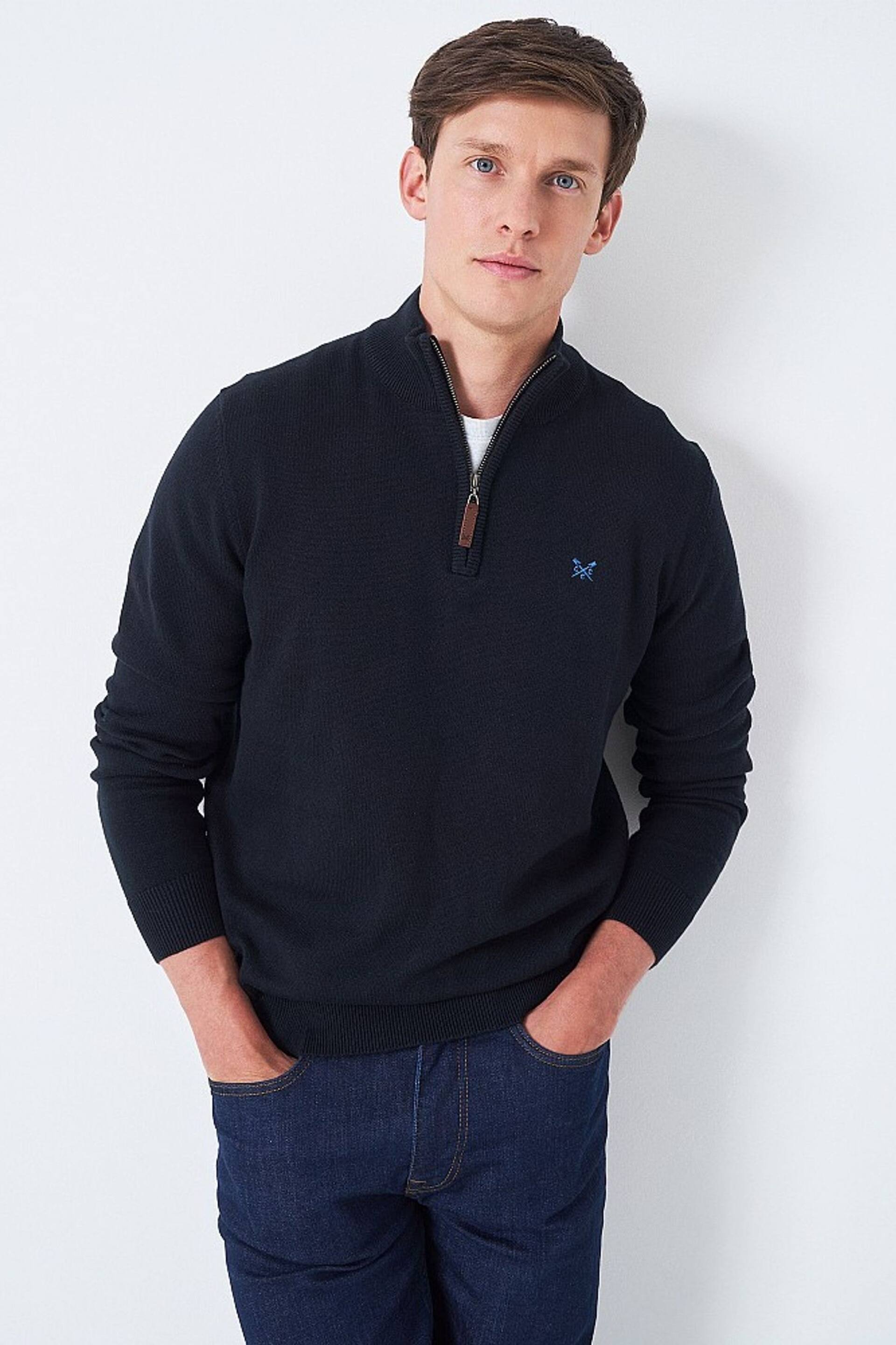 Crew Clothing Organic Cotton Half Zip Sweat Shirt - Image 1 of 4