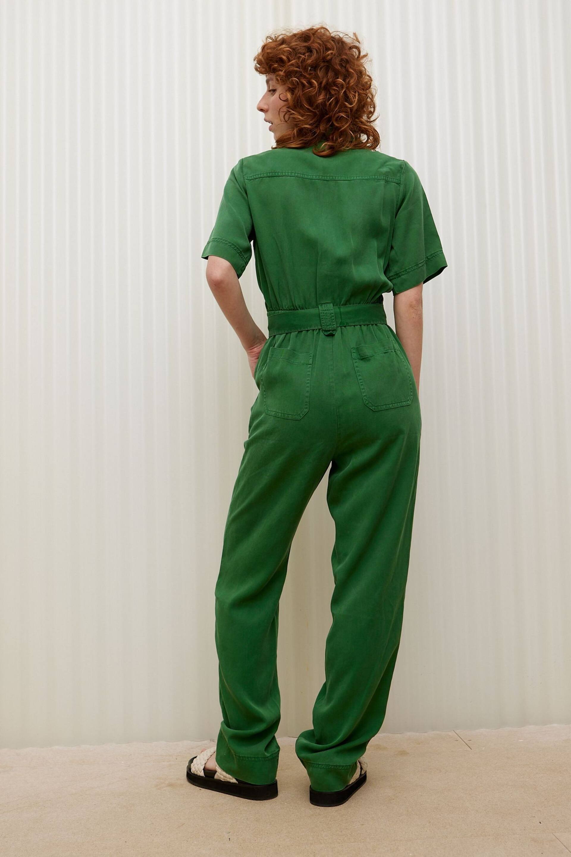 Oliver Bonas Green Zip Up Short Sleeve Jumpsuit - Image 2 of 8