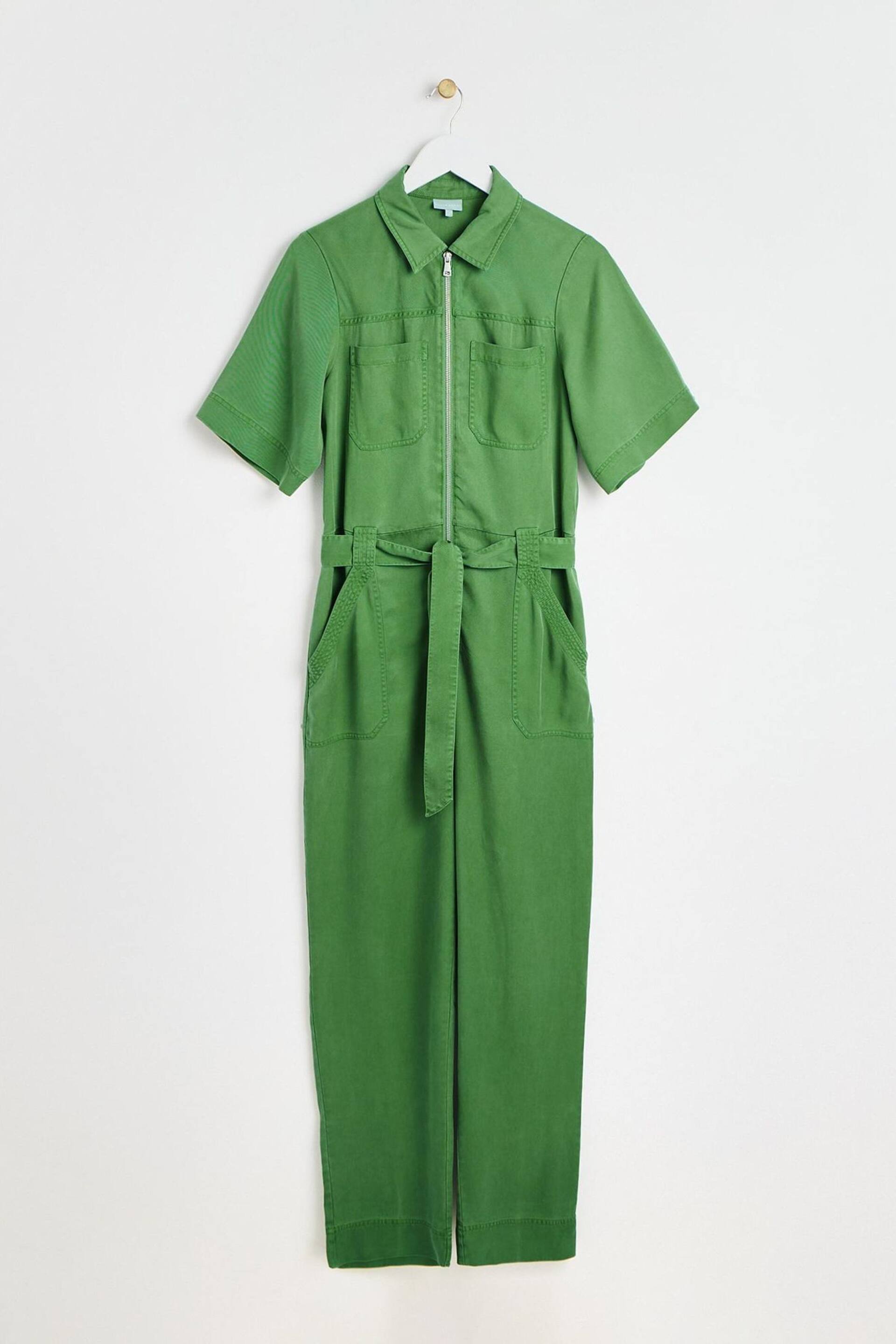 Oliver Bonas Green Zip Up Short Sleeve Jumpsuit - Image 3 of 8