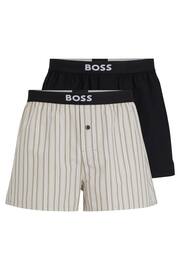 BOSS Natural Two-Pack Of Cotton Pyjama Shorts With Logo Waistbands - Image 1 of 5