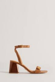 Ted Baker Brown Milliiy Mid Block Heel Sandals With Signature Coin - Image 2 of 5