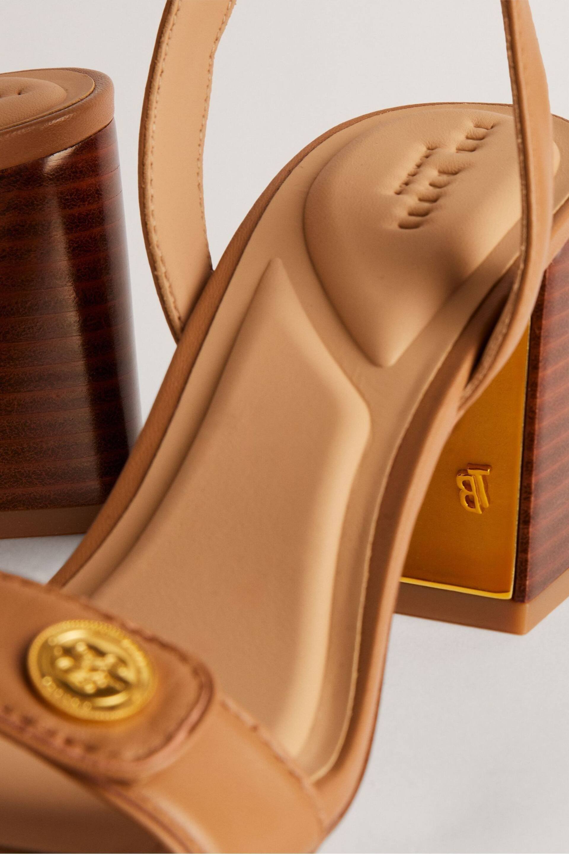 Ted Baker Brown Milliiy Mid Block Heel Sandals With Signature Coin - Image 5 of 5