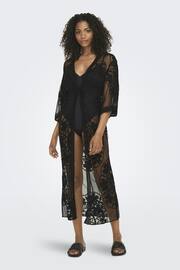 ONLY Black Embroidered Maxi Beach Cover-Up Kaftan - Image 1 of 7