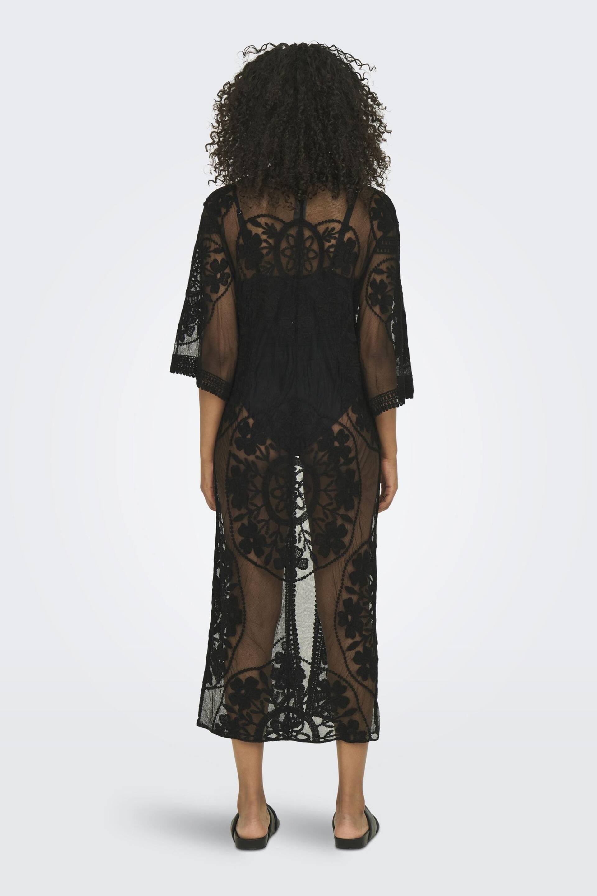ONLY Black Embroidered Maxi Beach Cover-Up Kaftan - Image 2 of 7