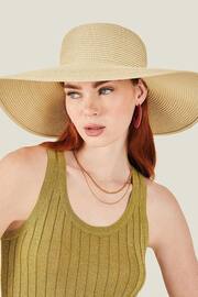 Accessorize Natural Straw Boater Floppy Hat - Image 3 of 3