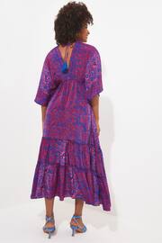 Joe Browns Pink Silky Vibrant Print Tassel Tie Tiered Maxi Dress - Image 3 of 7