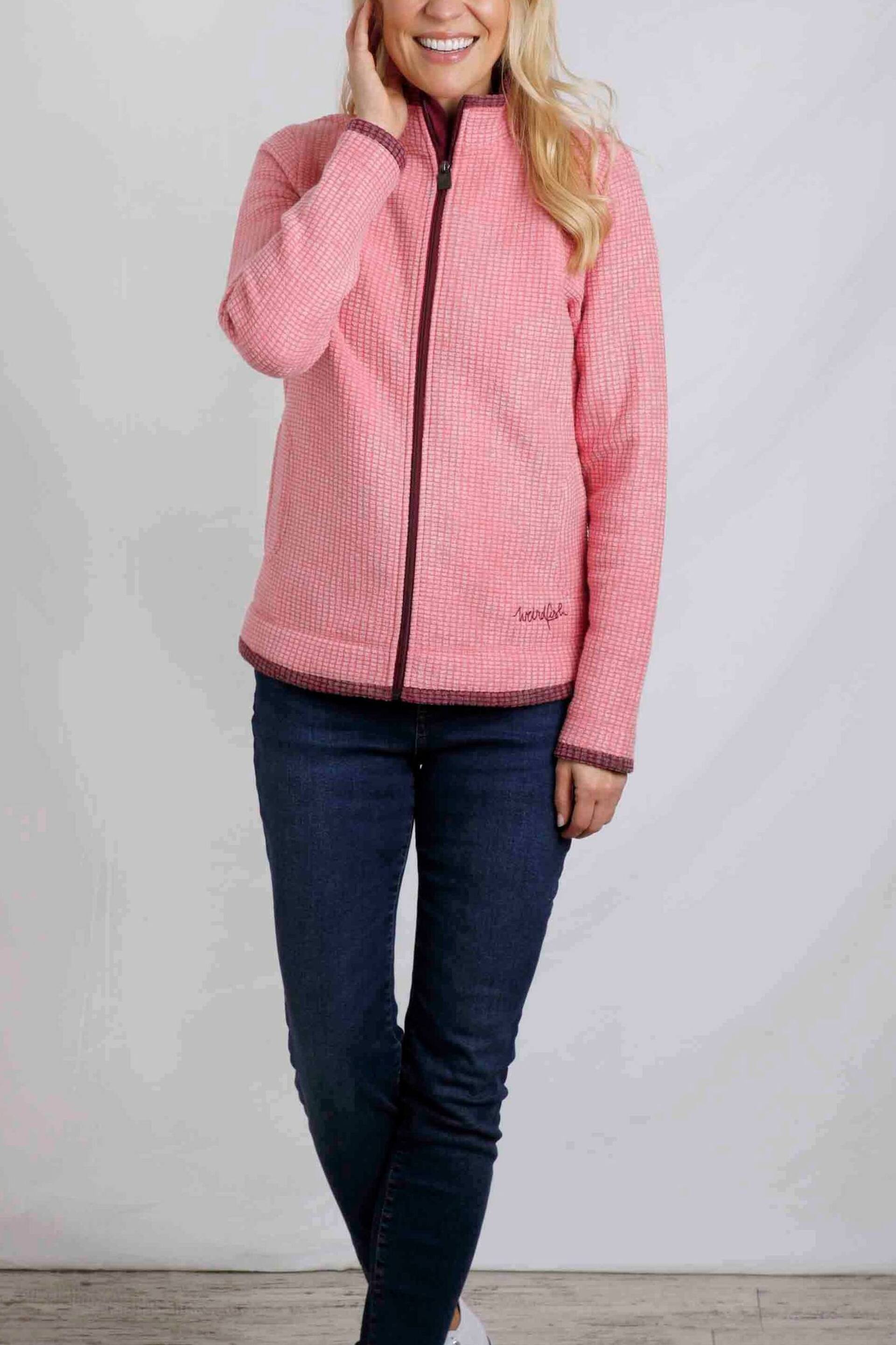 Weird Fish Pink Ariana Eco Full Zip Grid Fleece - Image 3 of 7