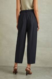 Reiss Navy Freja Petite Tapered Belted Trousers - Image 5 of 7