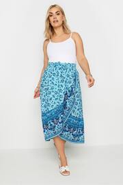 Yours Curve Blue LIMITED COLLECTION Curve Blue Floral Print Wrap Skirt - Image 3 of 6