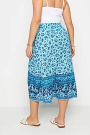 Yours Curve Blue LIMITED COLLECTION Curve Blue Floral Print Wrap Skirt - Image 4 of 6