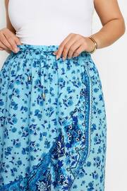 Yours Curve Blue LIMITED COLLECTION Curve Blue Floral Print Wrap Skirt - Image 5 of 6