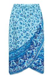 Yours Curve Blue LIMITED COLLECTION Curve Blue Floral Print Wrap Skirt - Image 6 of 6