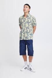 Blend Cream Leaf Print Short Sleeve Shirt - Image 3 of 5