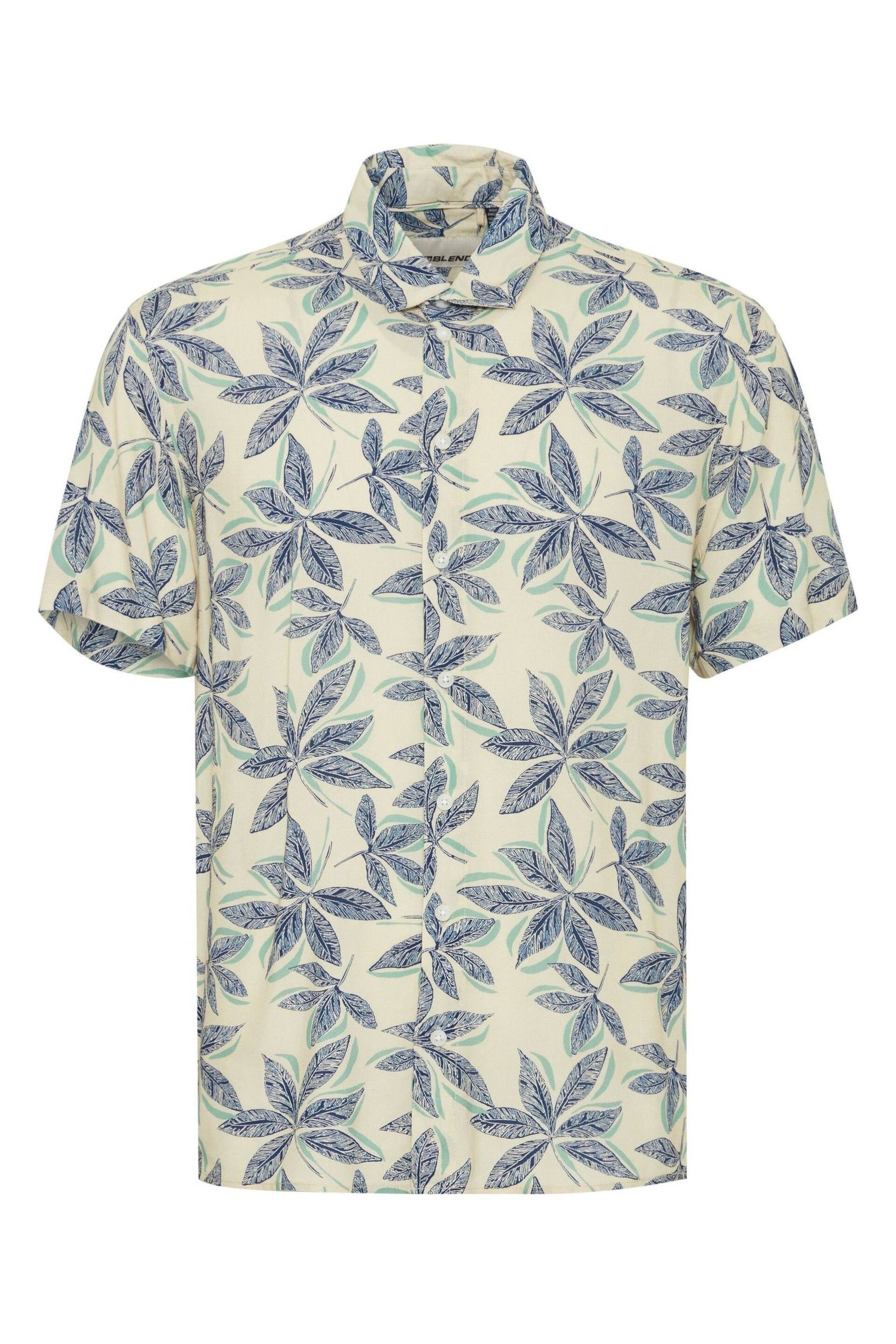 Blend Cream Leaf Print Short Sleeve Shirt - Image 5 of 5