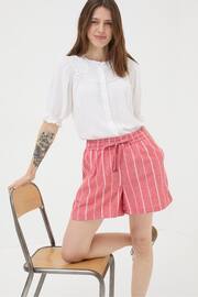FatFace Red Tenby Linen Blend Stripe Shorts - Image 1 of 5