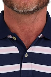 Raging Bull Pink Tram Stripe Jersey Polo Shirt - Image 4 of 7