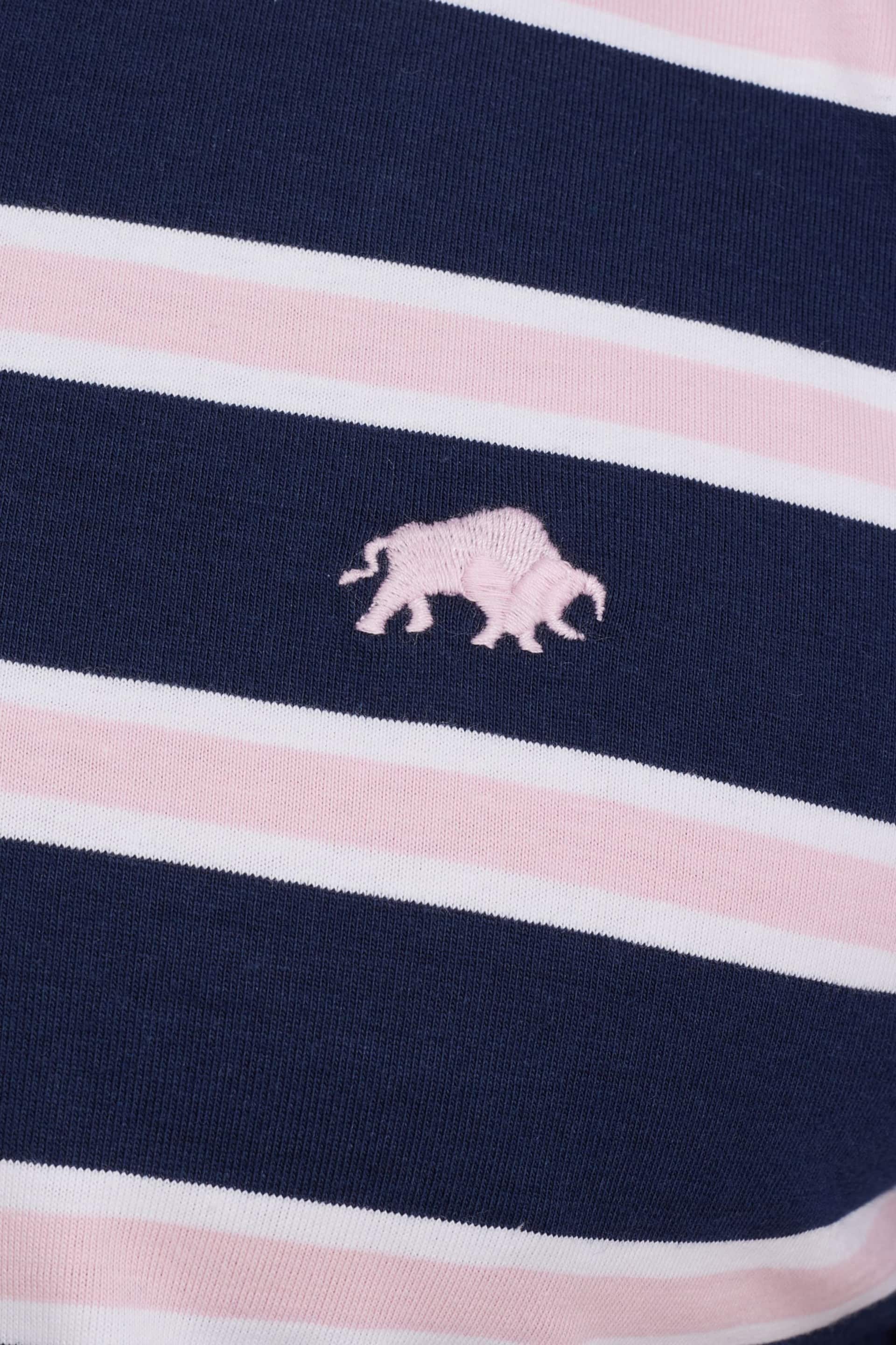 Raging Bull Pink Tram Stripe Jersey Polo Shirt - Image 7 of 7