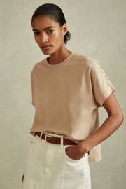 Reiss Neutral Lois Cotton Crew Neck T-Shirt - Image 1 of 5