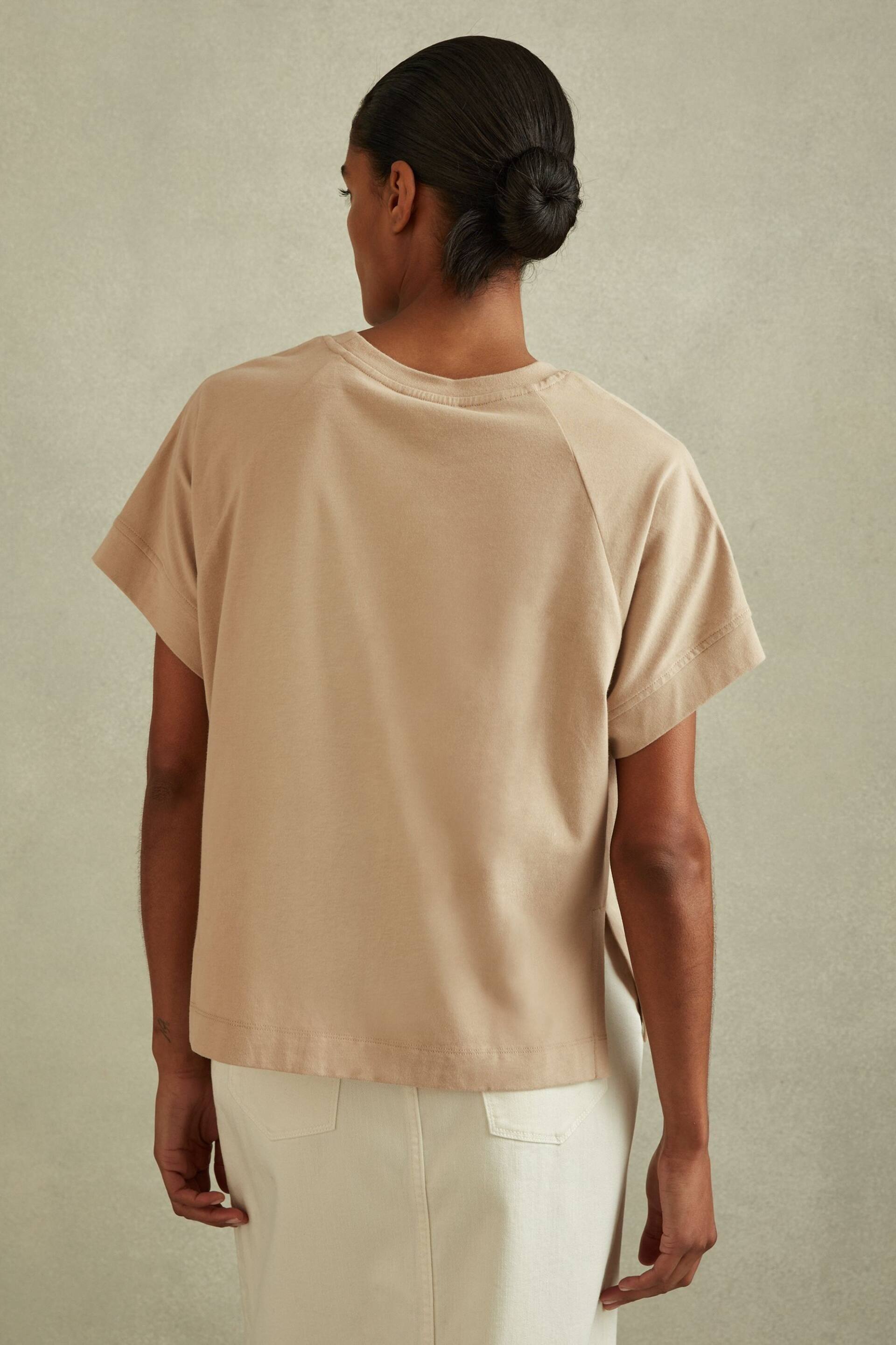 Reiss Neutral Lois Cotton Crew Neck T-Shirt - Image 4 of 5