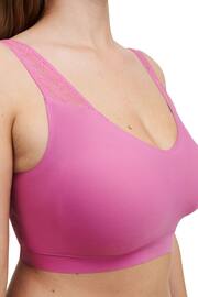 Chantelle Pink Rosebud Soft Stretch Lace V-Neck Padded Crop Top Bralette - Image 3 of 6