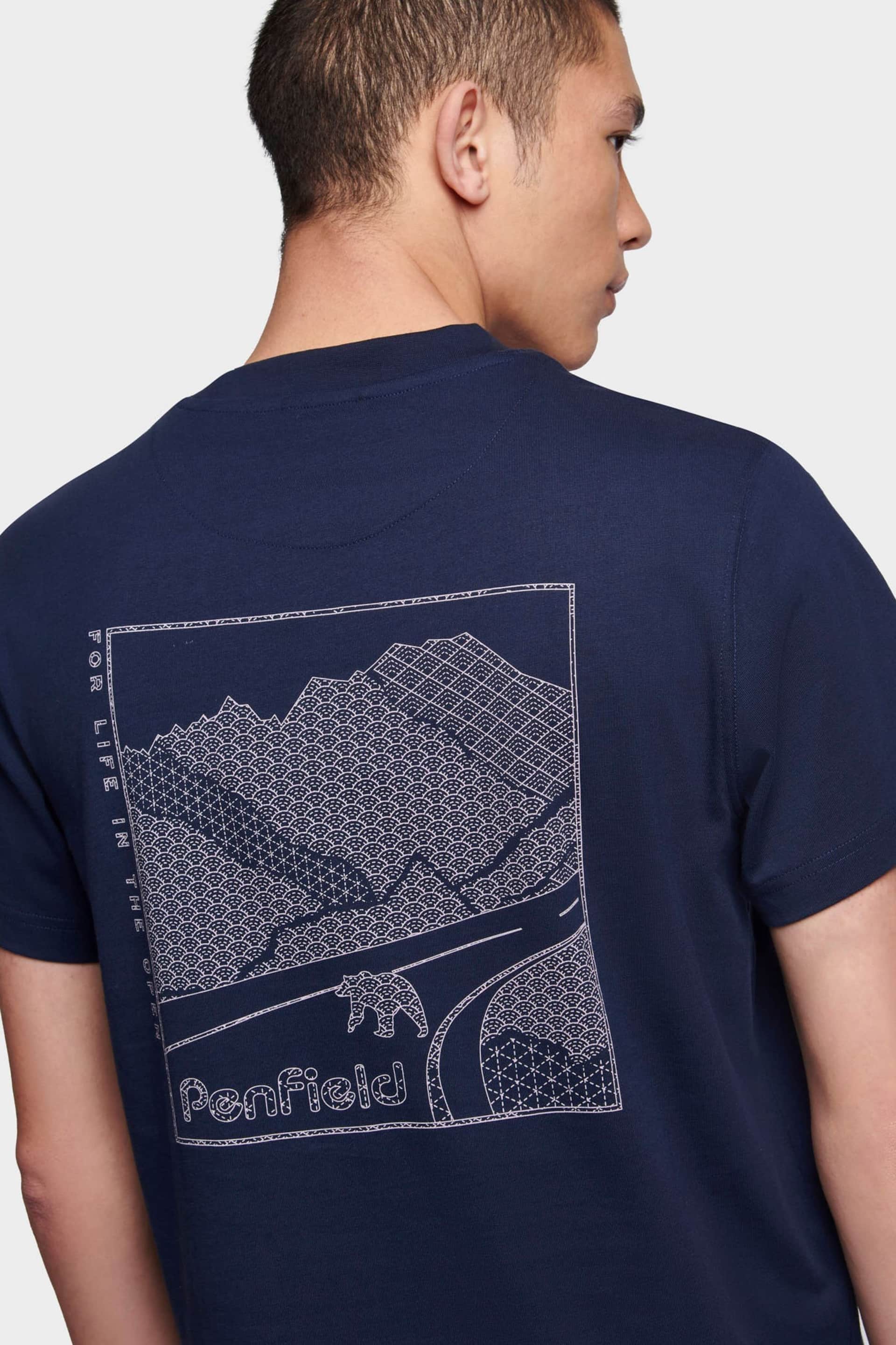 Penfield Mens Relaxed Fit Blue For Life In The Open T-Shirt - Image 5 of 10