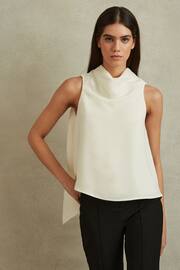 Reiss Ivory Simone Split Back Cowl Neck Top - Image 4 of 6