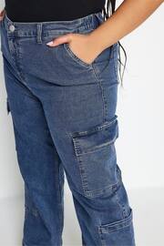 Yours Curve Blue Limited Collection Curve Mid Wash Wide Leg Cargo Jeans - Image 4 of 4