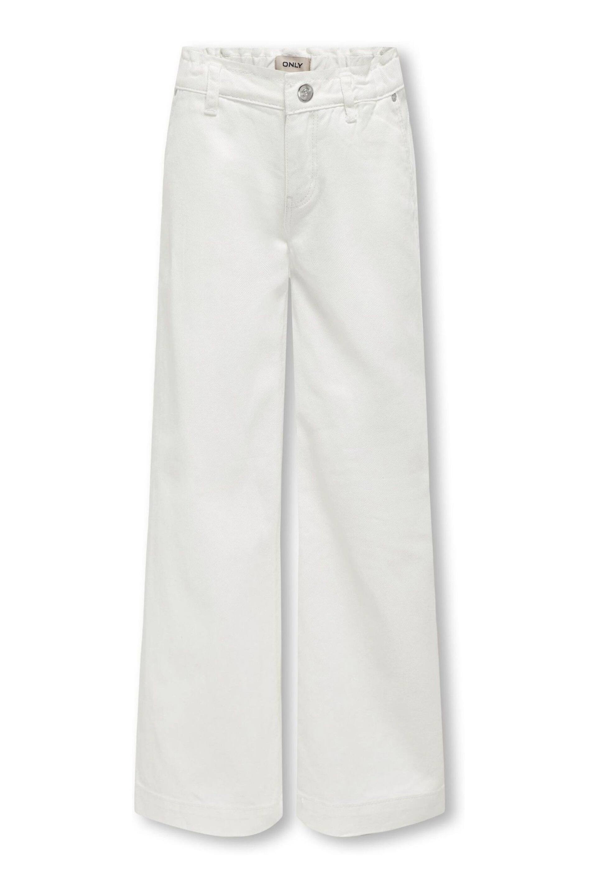 ONLY KIDS Wide Leg Adjustable Waist White Jeans - Image 1 of 2