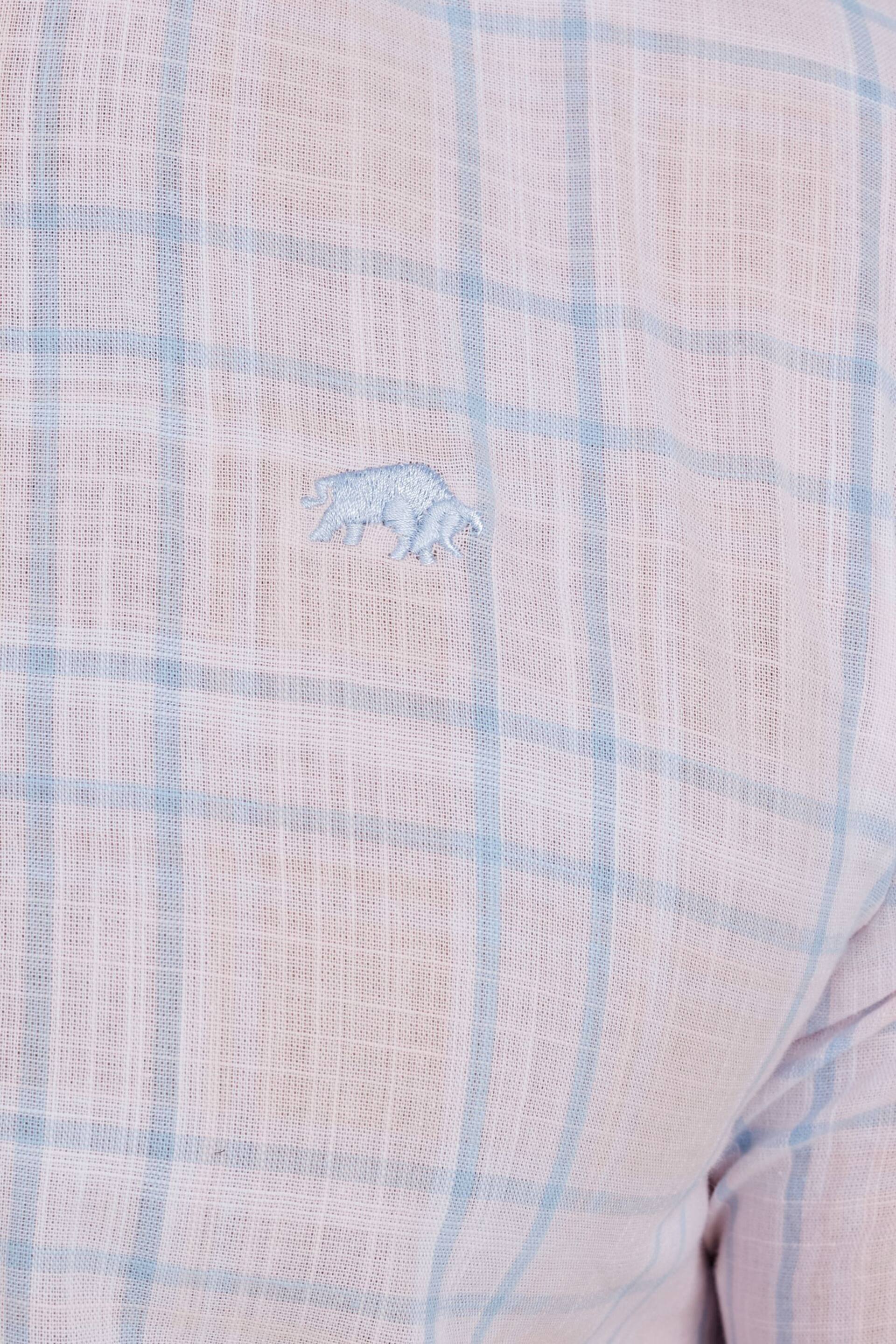 Raging Bull Pink Short Sleeve Plaid Check Linen Look Shirt - Image 6 of 6