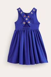 Boden Blue Jersey Embroidered Cross-Back Dress - Image 2 of 3