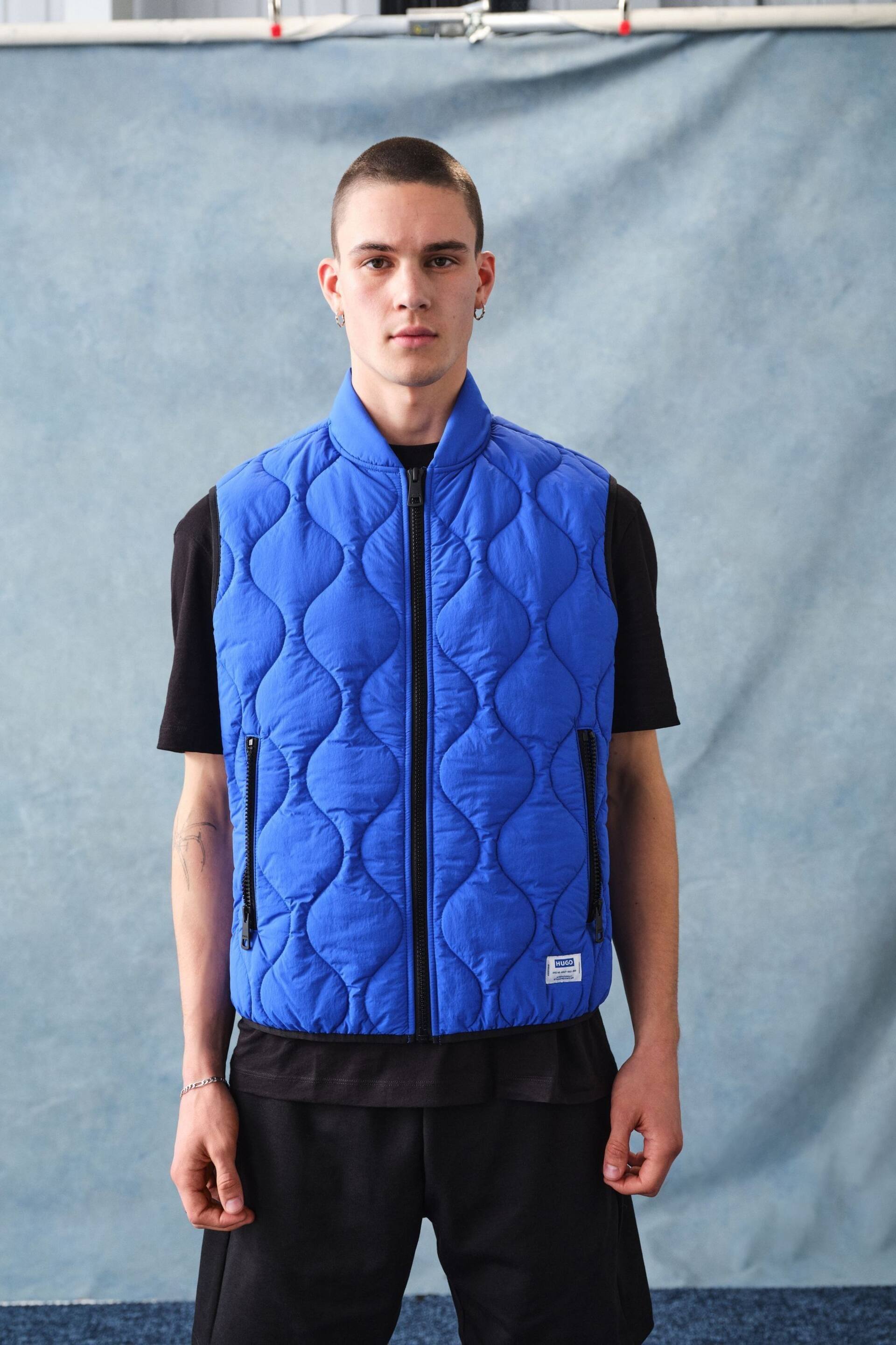 HUGO Water Repellent Diamond Quilted Logo Patch Gilet - Image 1 of 6
