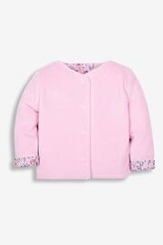 JoJo Maman Bébé Pink Floral 2-Piece Baby Sleepsuit & Velour Jacket Set - Image 7 of 9